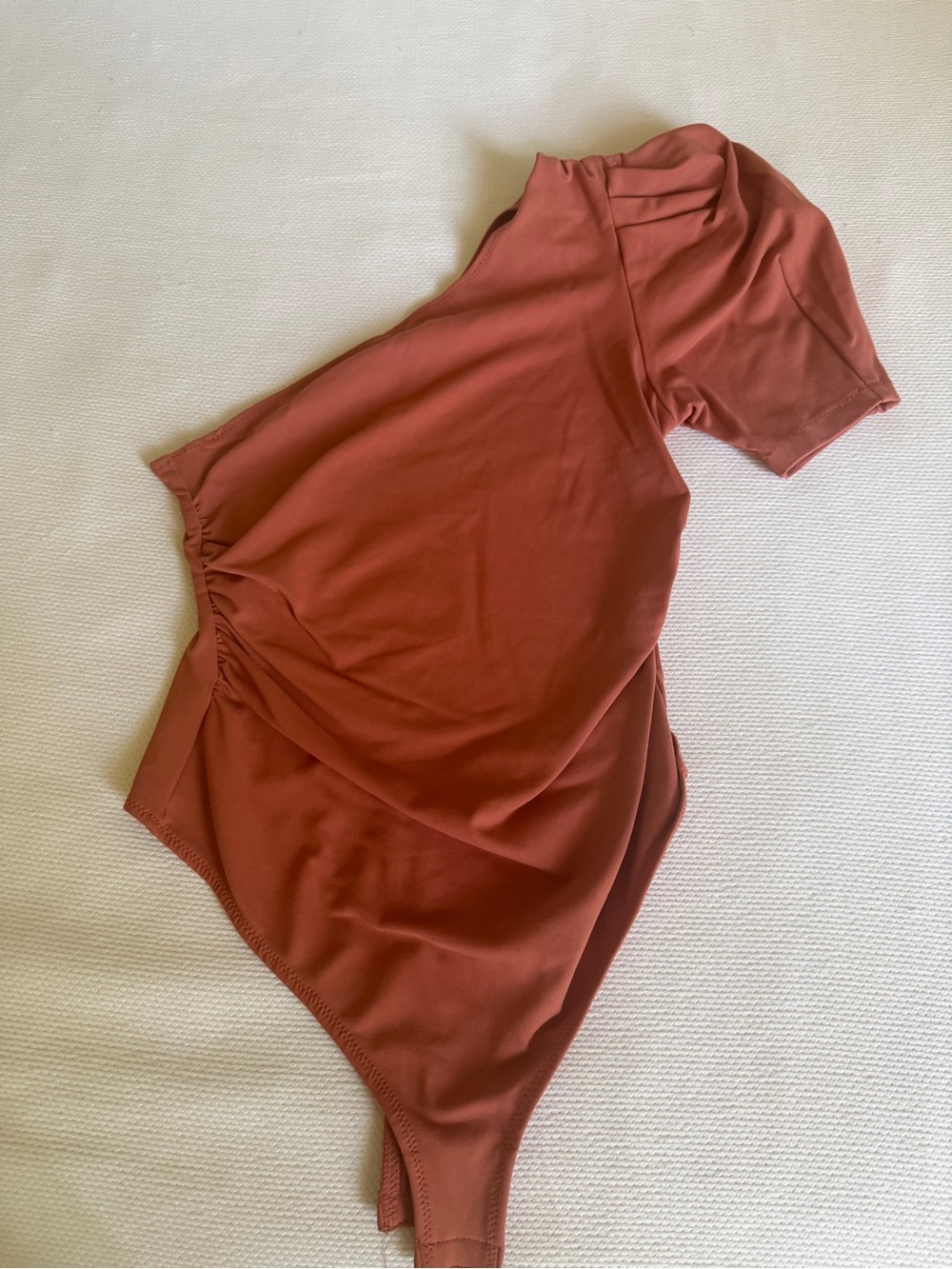 Free People One-Shoulder Bodysuit in Rust